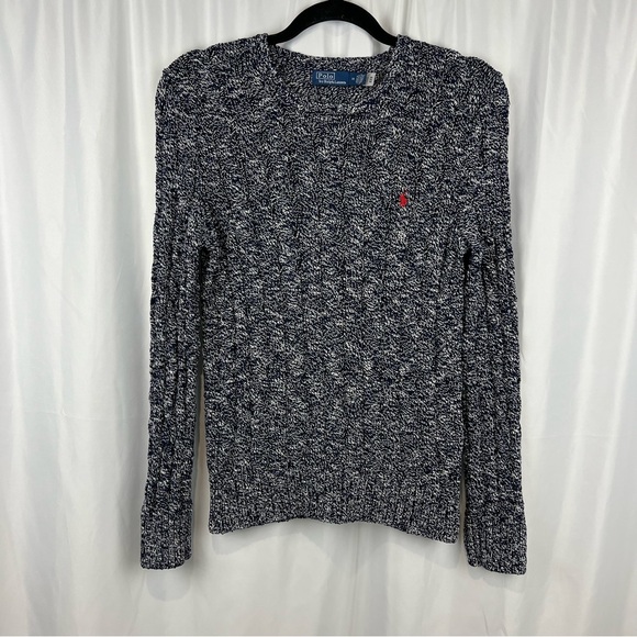 Polo Ralph Lauren Cable Knit Marled Ragg Cotton Crewneck Sweater - Picture 7 of 16